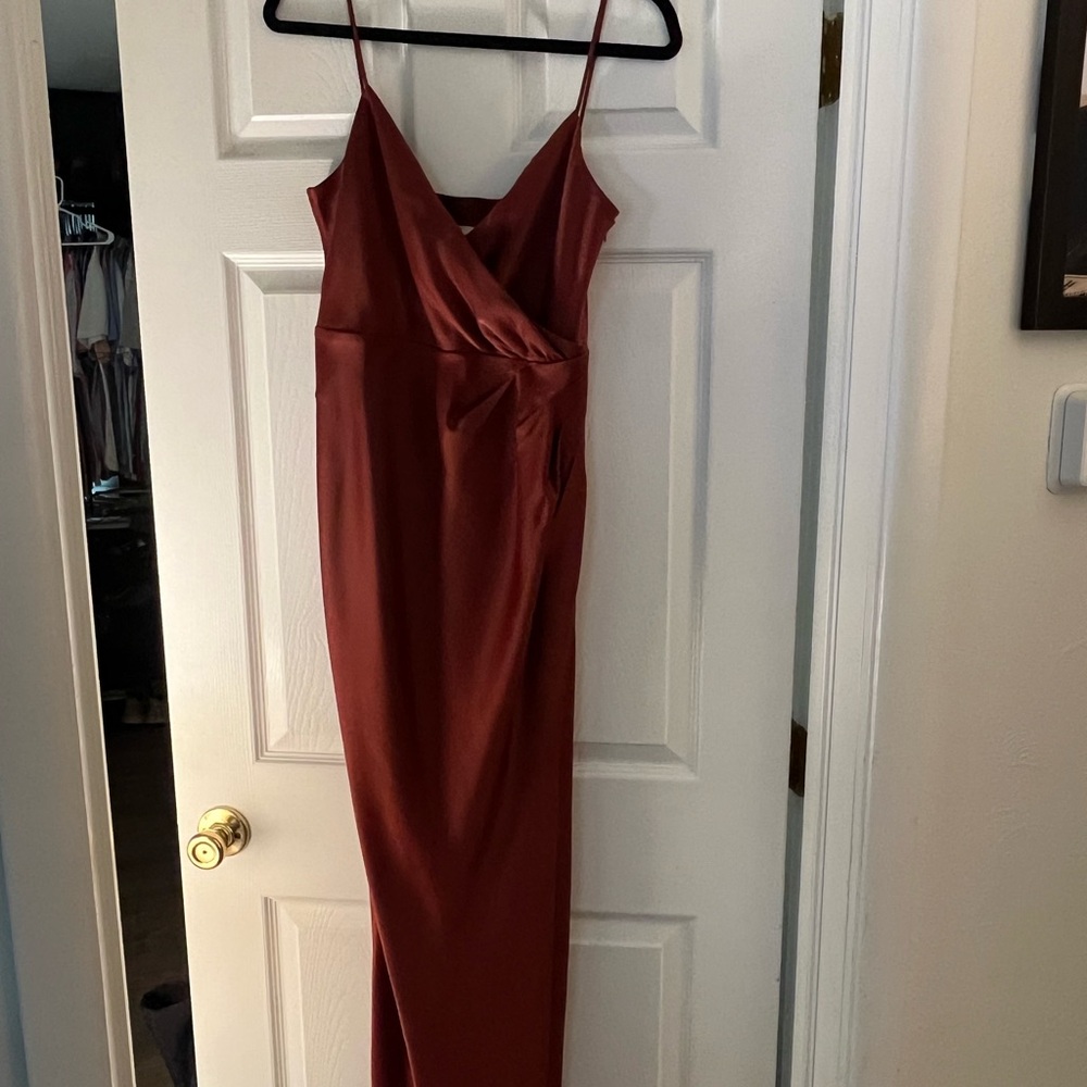 BHLDN Red Maxi Slip Dress Spaghetti Strap